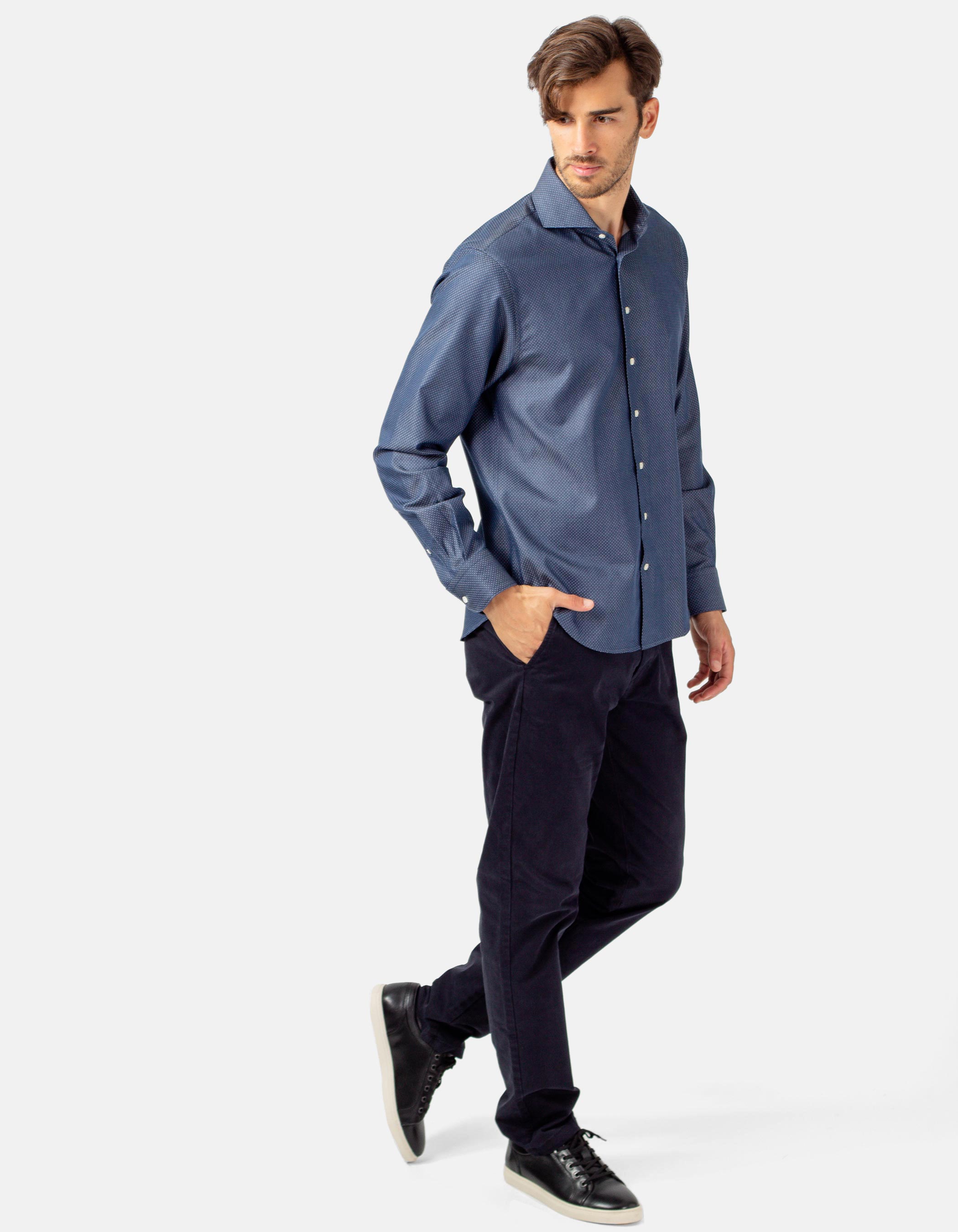 Navy blue micro-dotted shirt 4