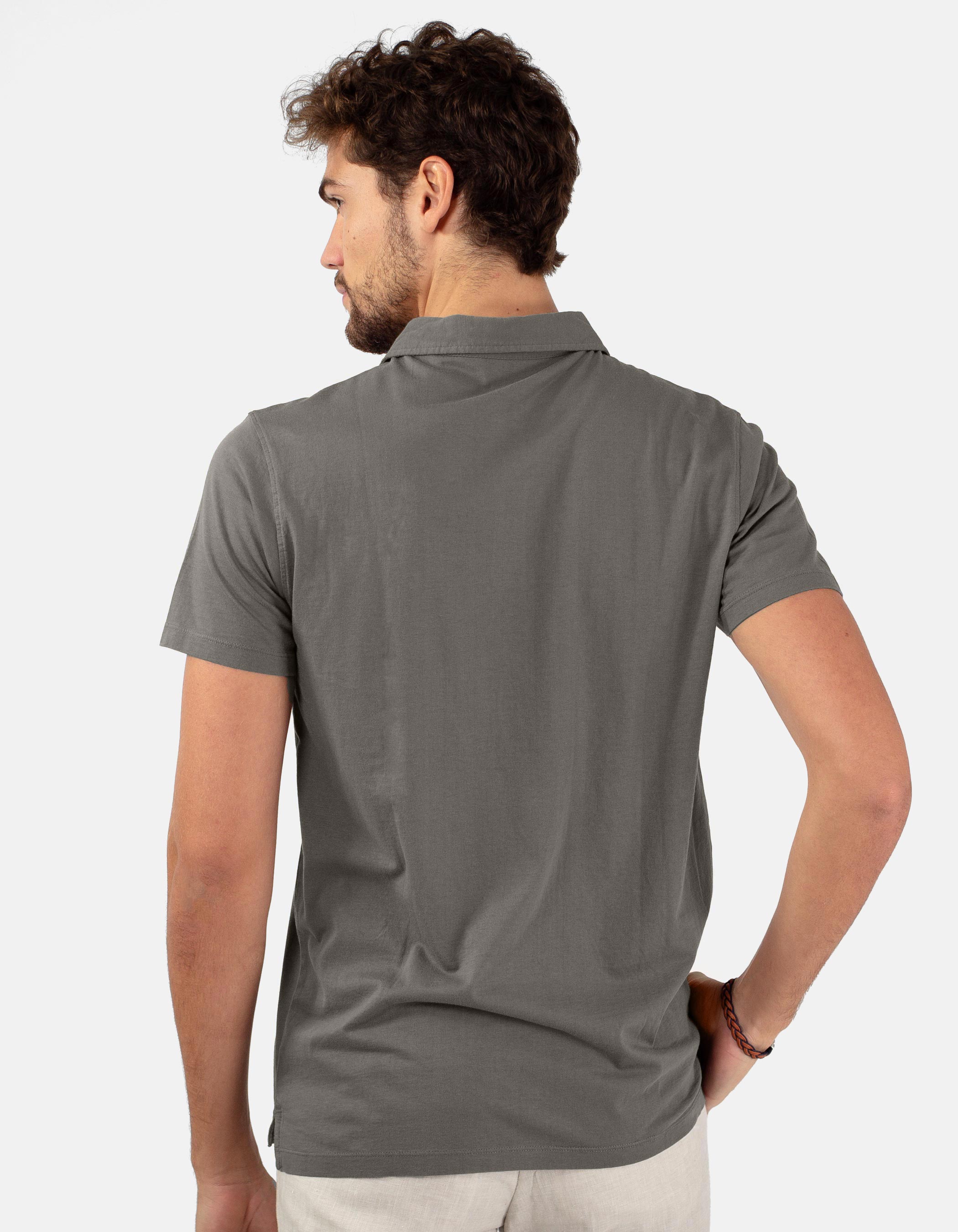 Grey pocket polo shirt 2
