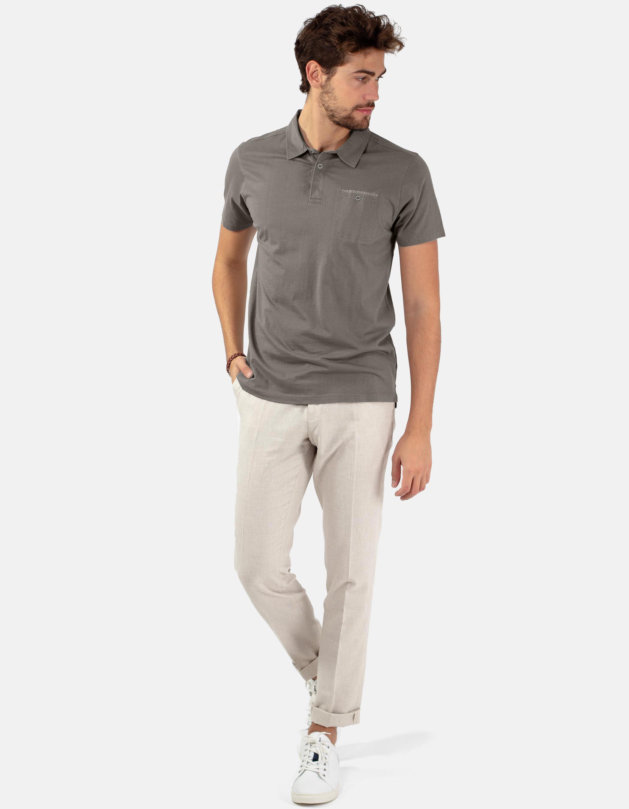 Grey pocket polo shirt 3