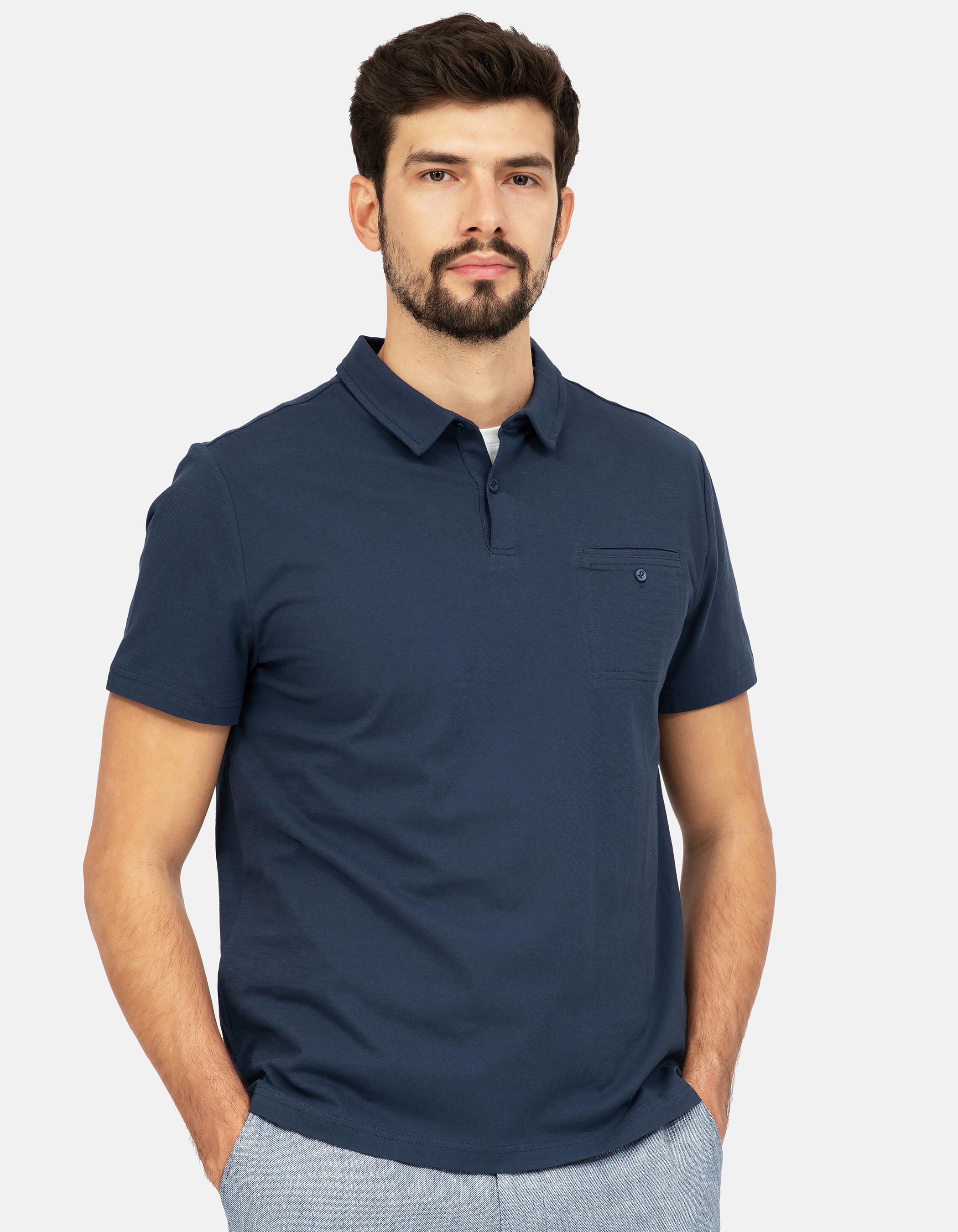 Navy blue pocket polo shirt