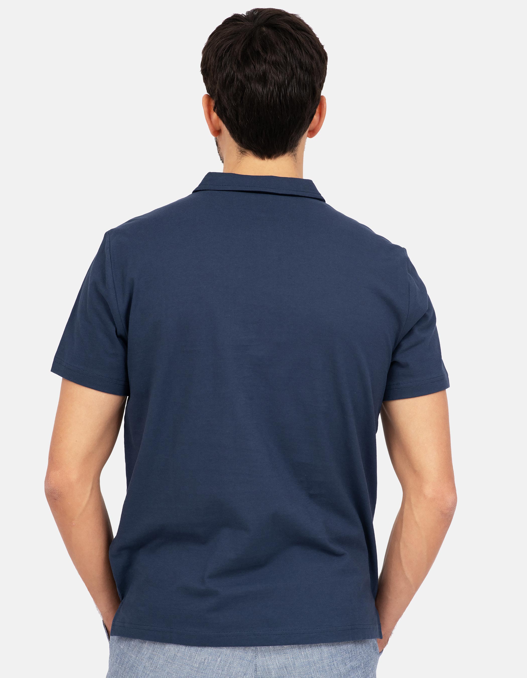 Navy blue pocket polo shirt 3