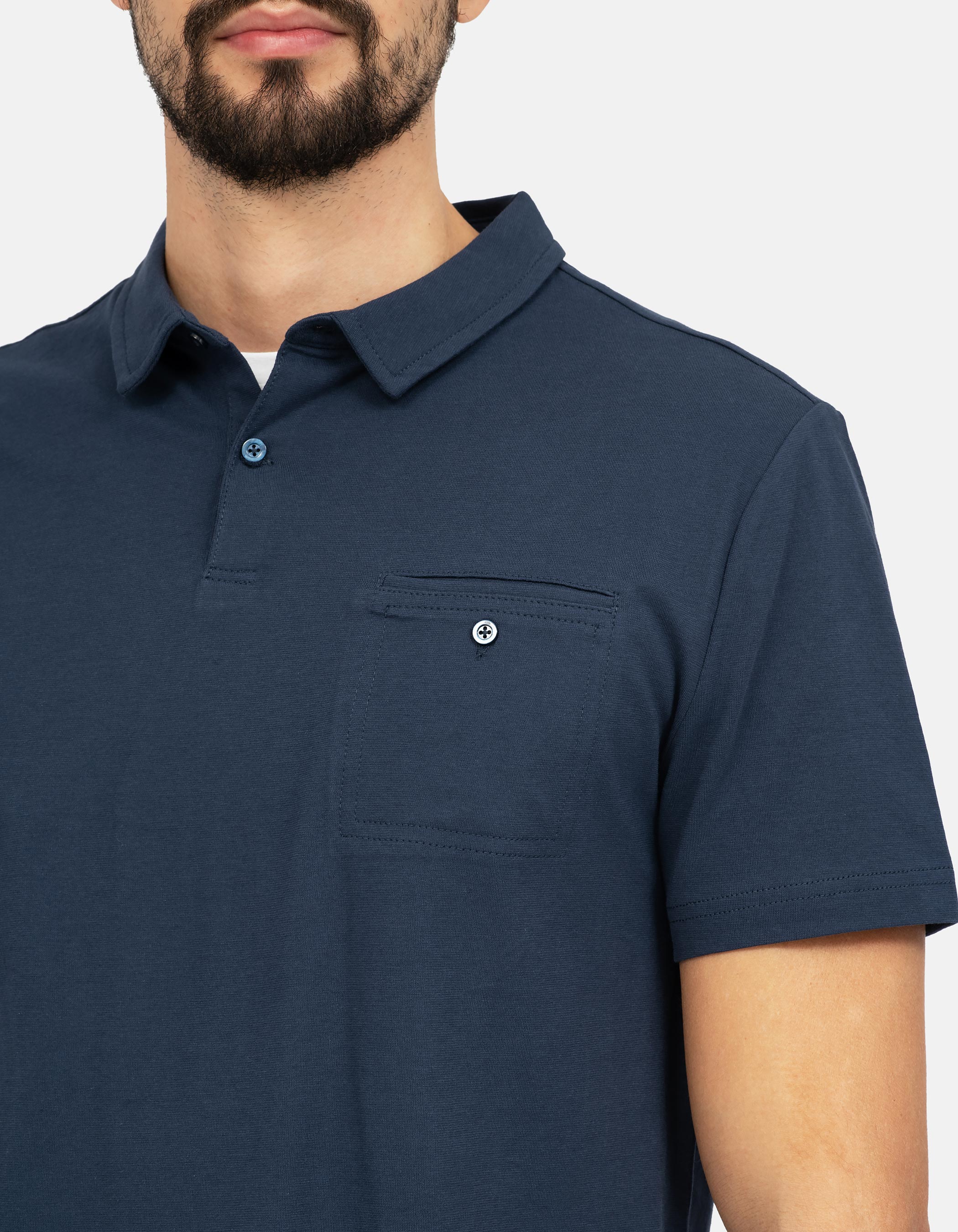 Navy blue pocket polo shirt 4