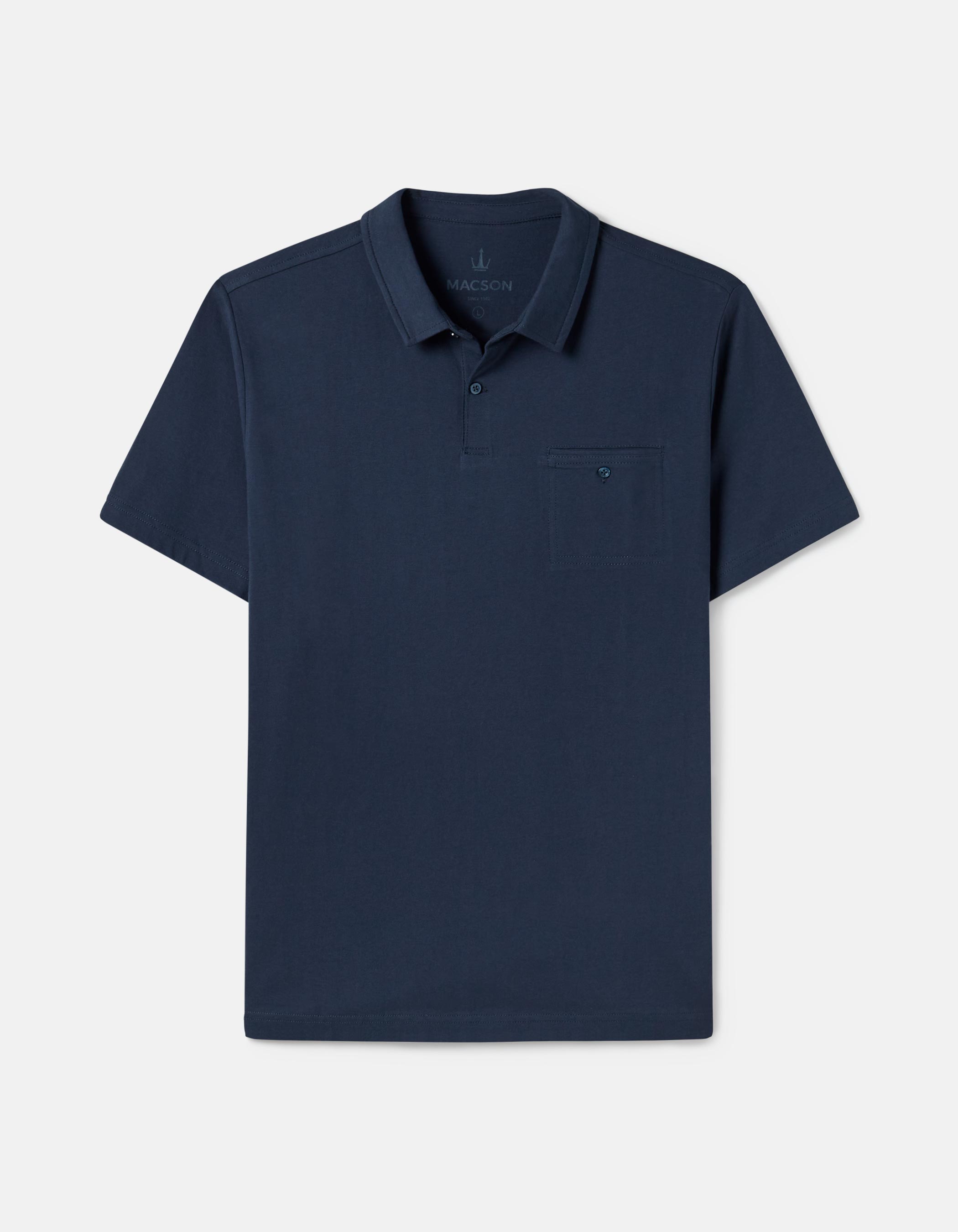 Navy blue pocket polo shirt 1