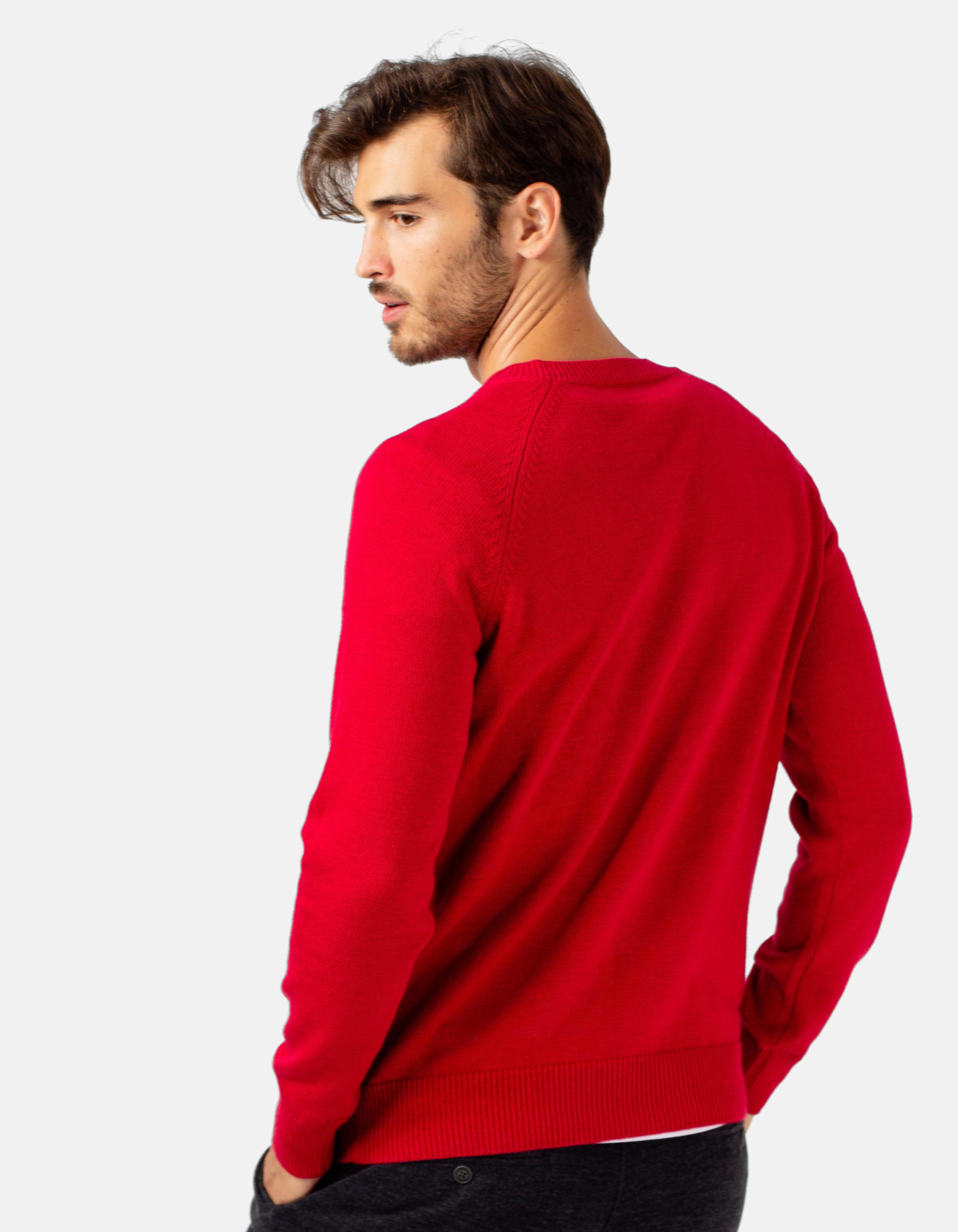 red crew neck jumper