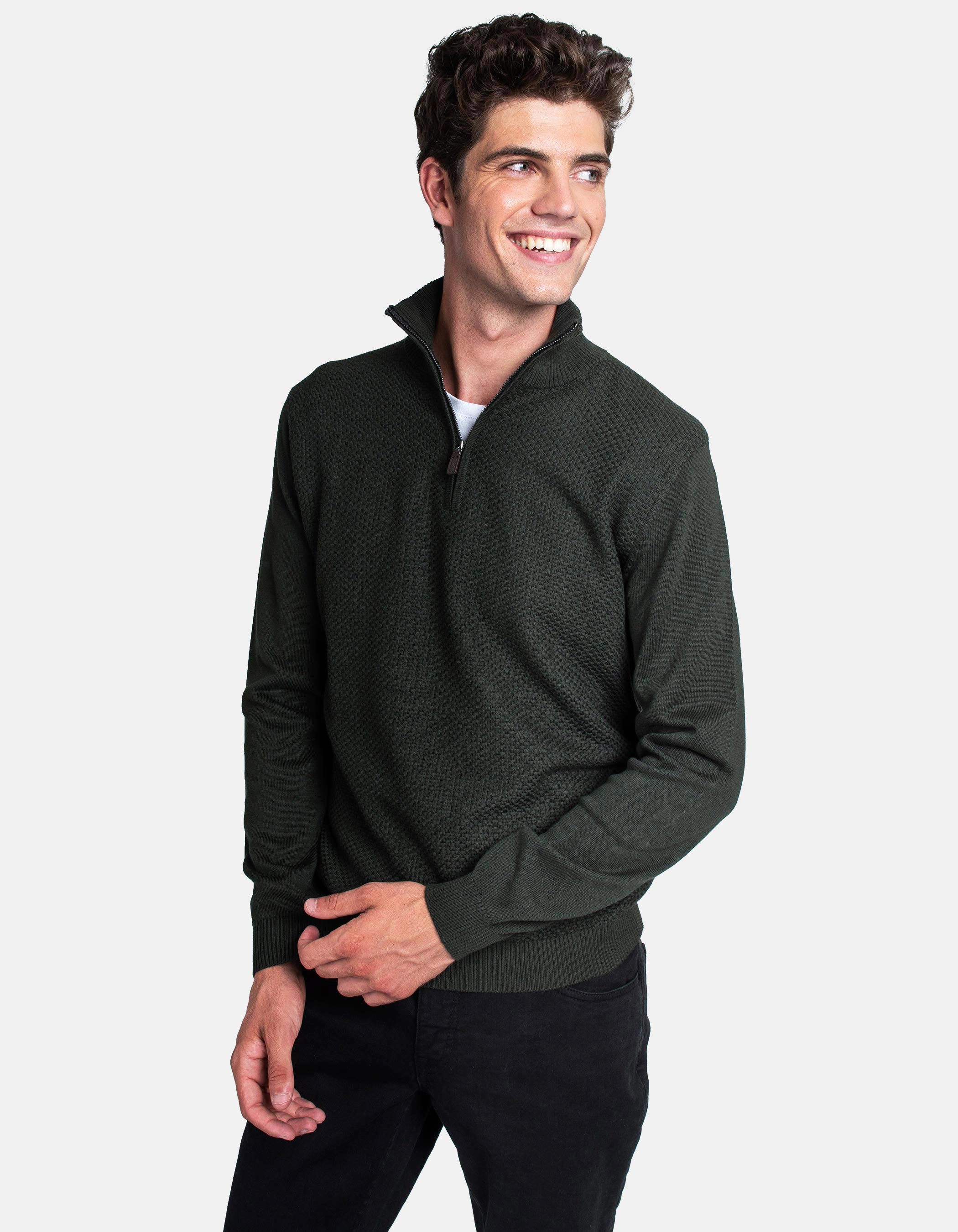 Extra Fine Cotton half-zip sweater 1