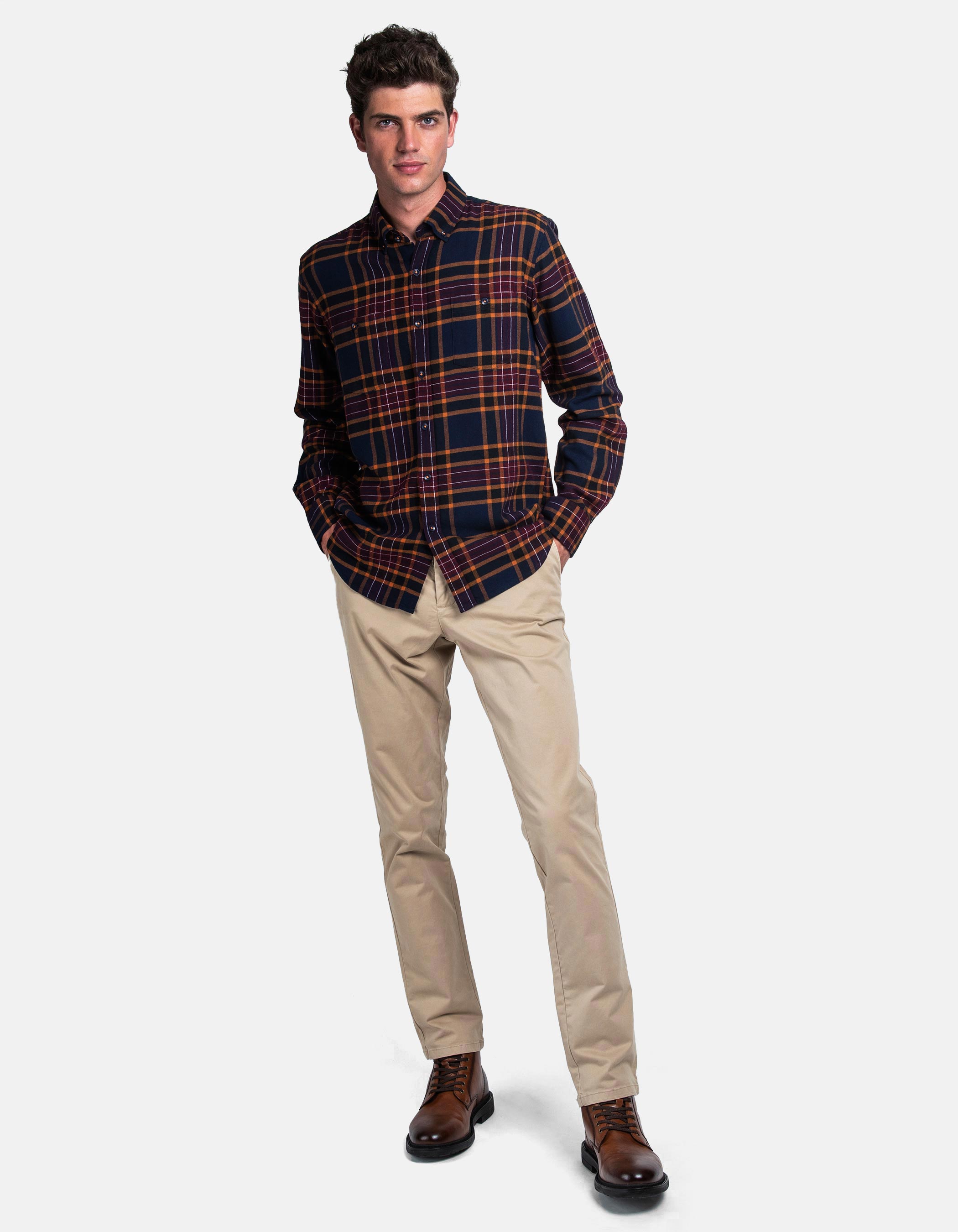 Americana casual tejido de estructura de algodón marrón para hombre Tallas  46