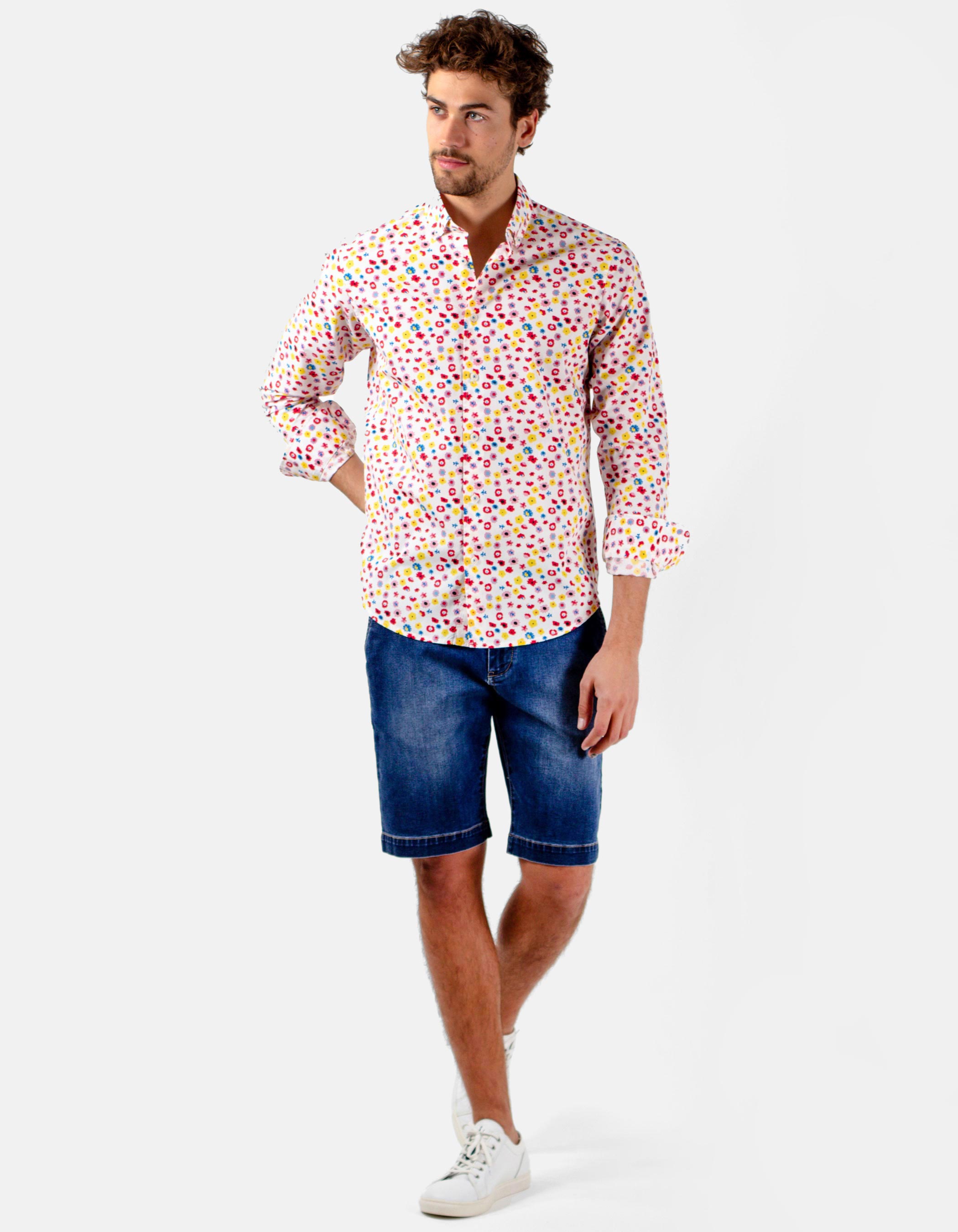 Venta u003e camisa blanca con flores u003e en stock