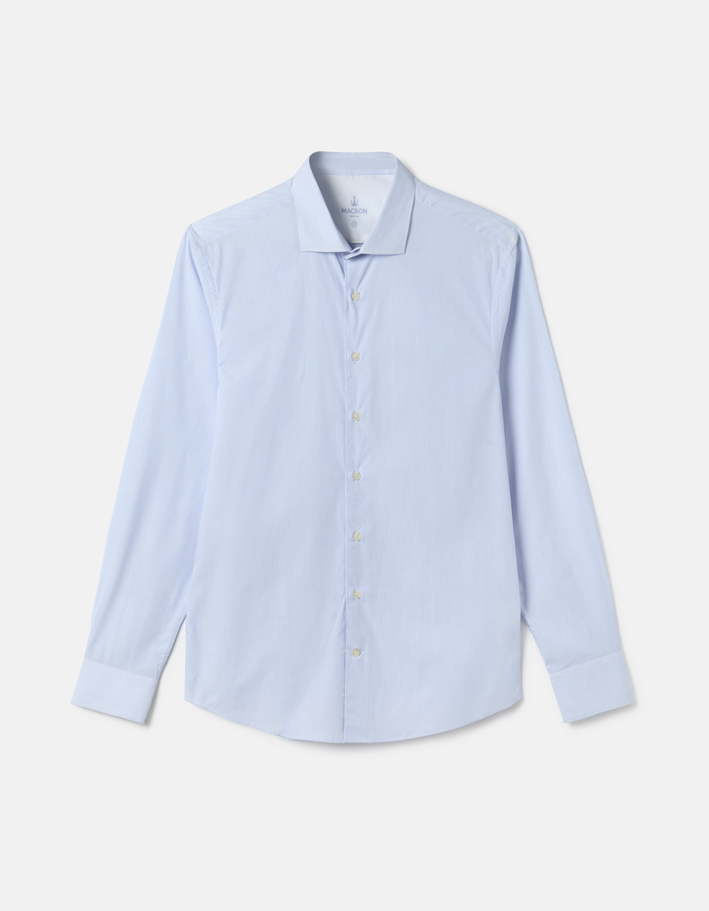 Camisa branca com riscas azuis