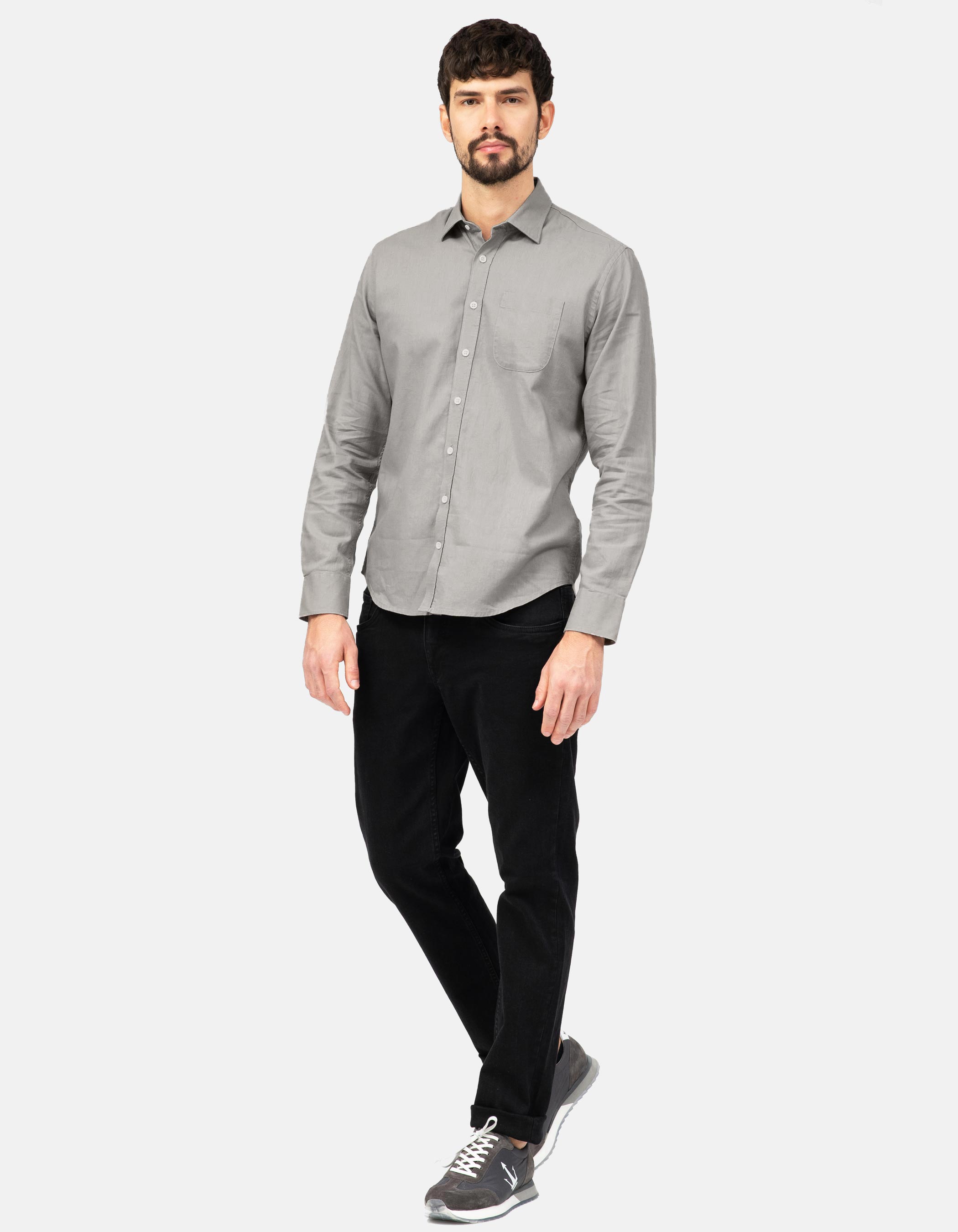 Plain cotton-linen shirt 3