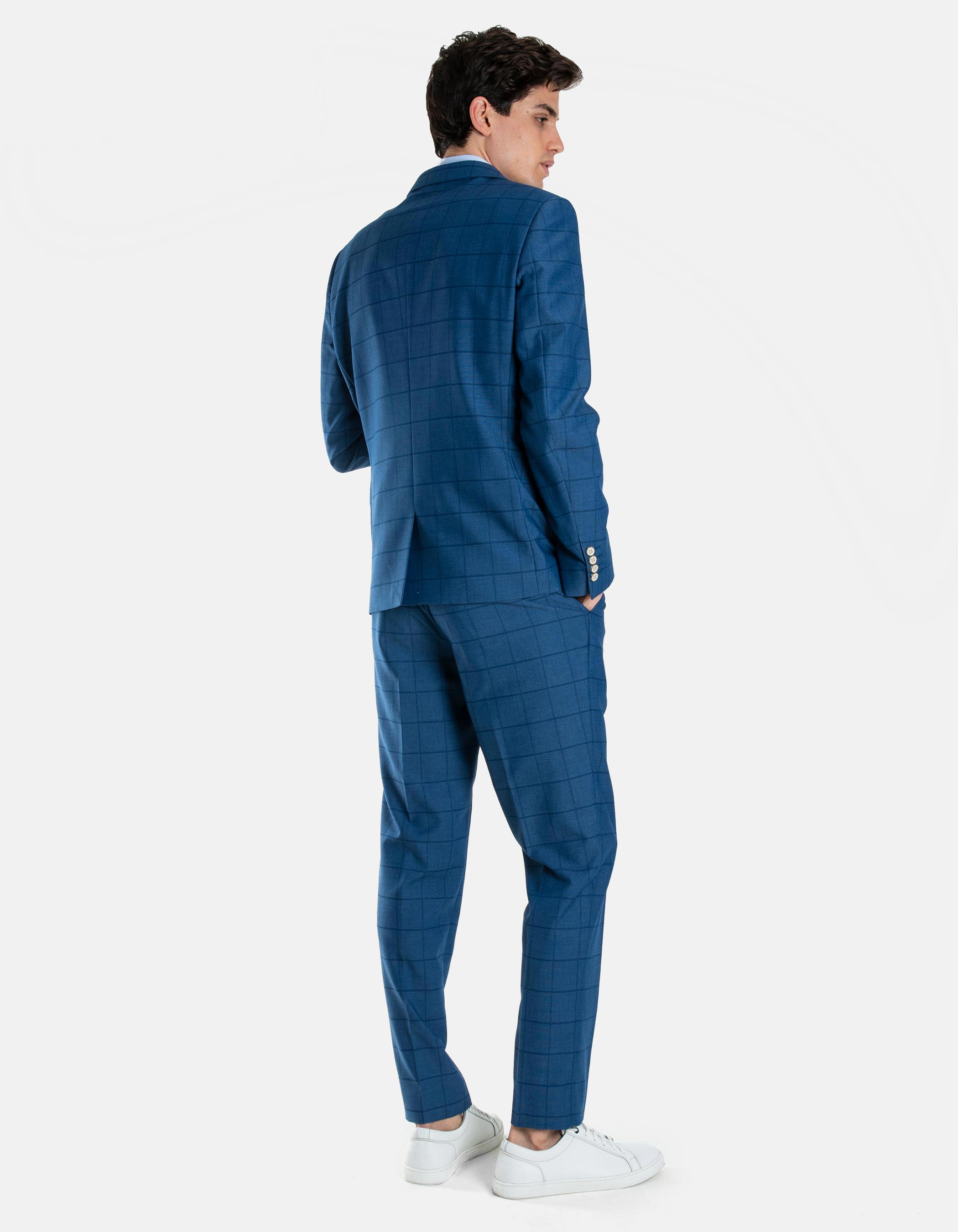 Traje Slim Fit de Cuadro Azul | Moda hombre | MACSON